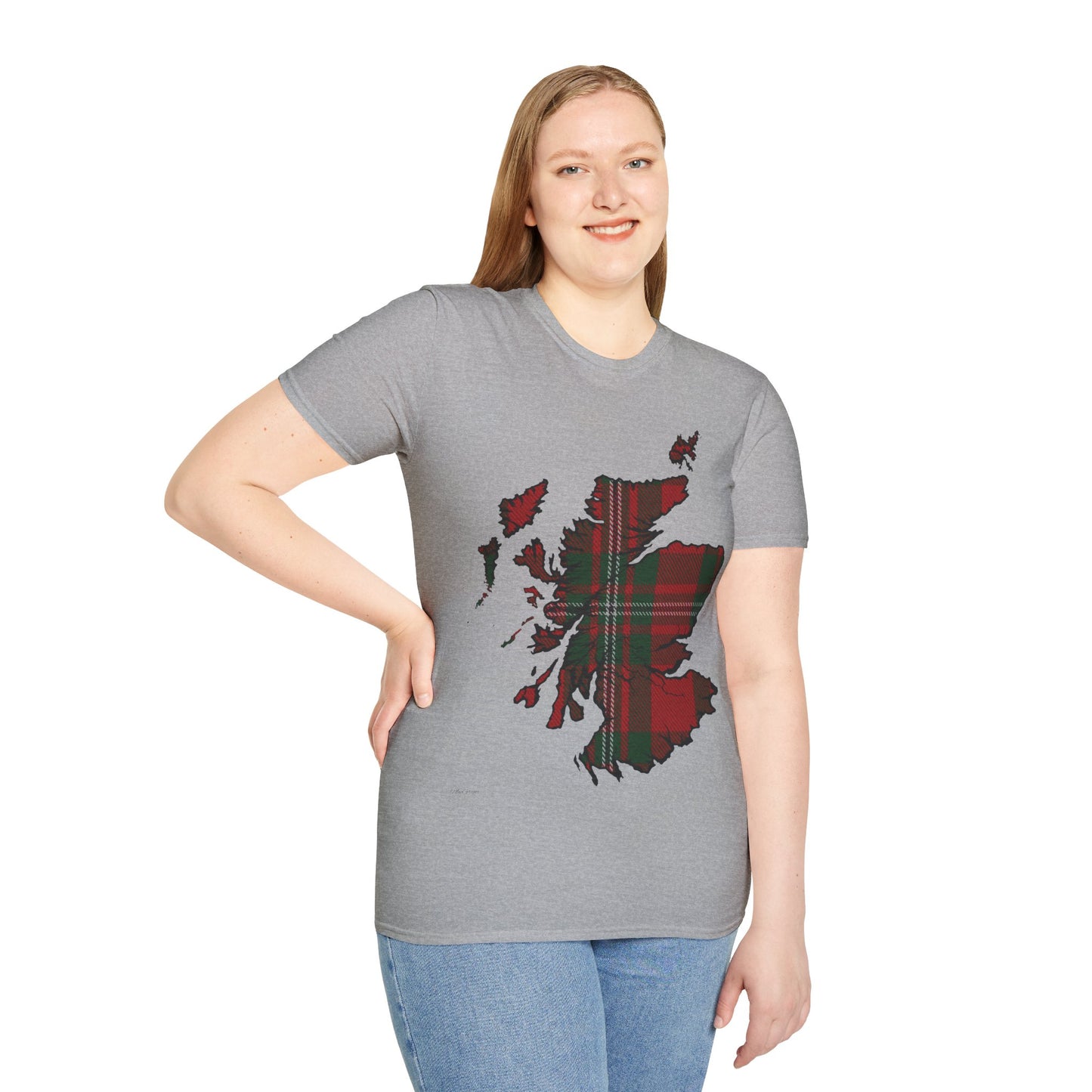 Scotland Tartan Map Softstyle Unisex T-Shirt, MacGregor Tartan, Various Colours