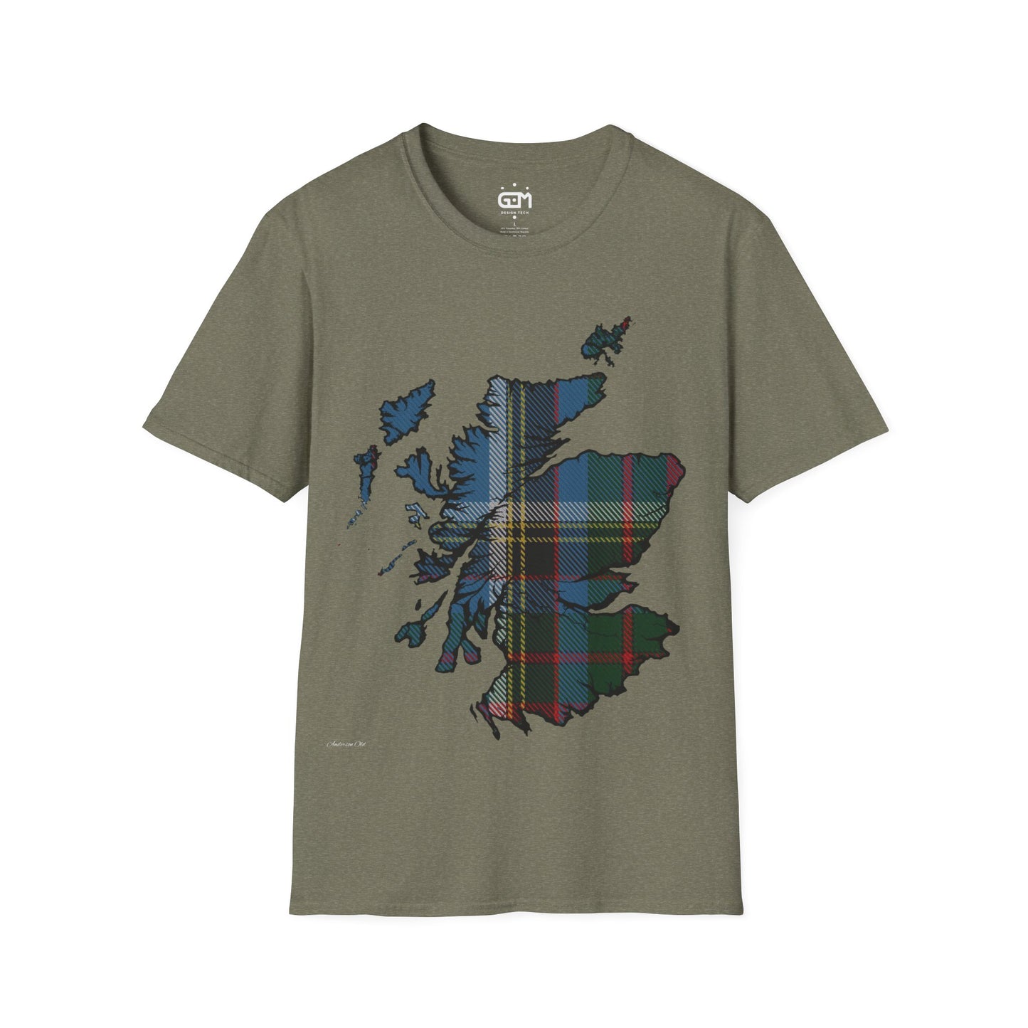 Scotland Tartan Map Softstyle Unisex T-Shirt, Anderson Old Tartan, Various Colours