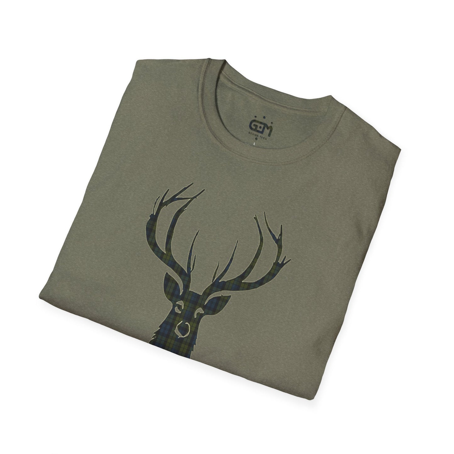 Tartan Stag Softstyle T-Shirt - Campbell Tartan, Unisex Tee, Scottish Scenery, Various Colours