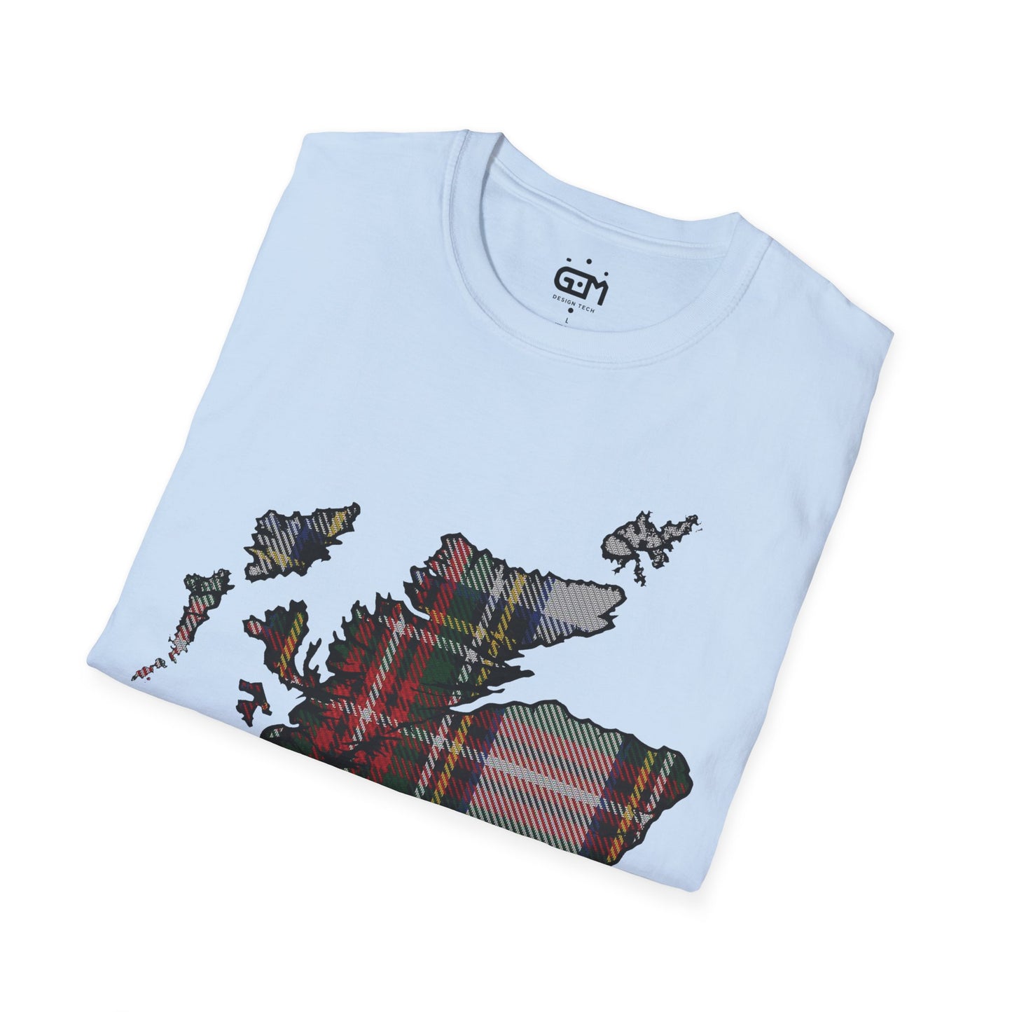 Scotland Tartan Map Softstyle Unisex T-Shirt, Stewart Dress Tartan, Various Colours