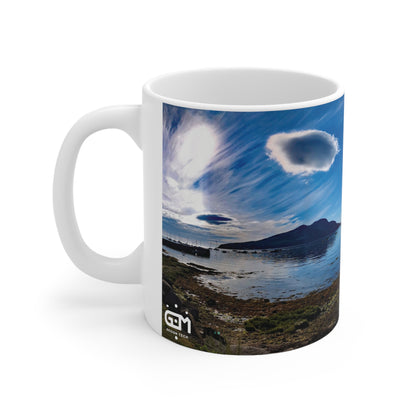 Holy Isle from Arran Photo Mug, White