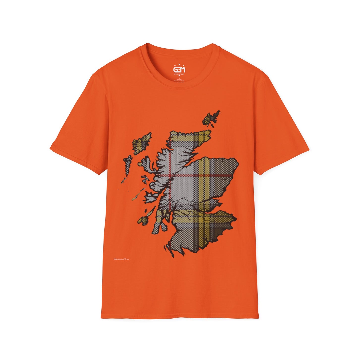 Scotland Tartan Map Softstyle Unisex T-Shirt, Buchanan Dress Tartan, Various Colours