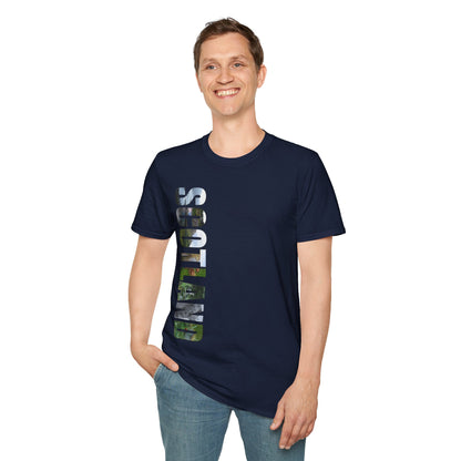 Scotland Photo Lettering Softstyle Unisex T-Shirt, Scottish Landmark Shirt