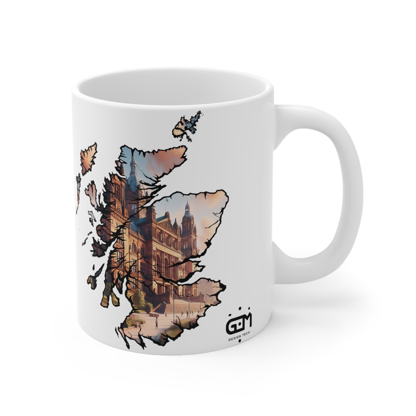 Glasgow Kelvingrove Art Gallery Scotland Map Mug, Coffee Cup, Tea Cup, Scottish Art, Scottish Landmark, Scenery, Nature, White