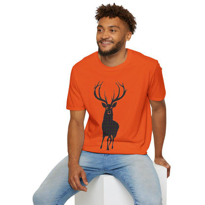 Tartan Stag Softstyle T-Shirt - Argyle Tartan, Unisex Tee, Scottish Scenery, Various Colours