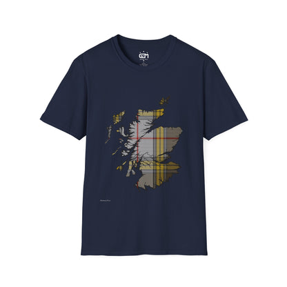 Scotland Tartan Map Softstyle Unisex T-Shirt - Buchanan Dress Tartan Tee