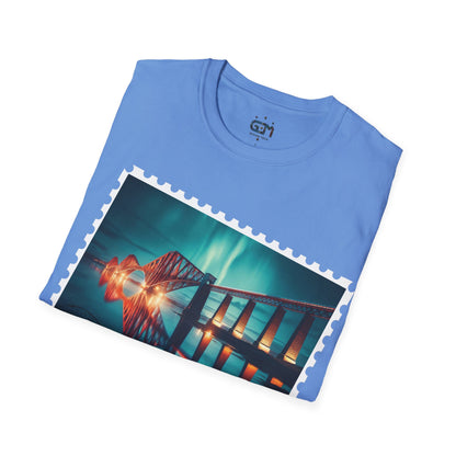 Postcard Forth Rail Bridge Art Softstyle T-Shirt, Unisex Tee, Scotland Shirt, Various Colours