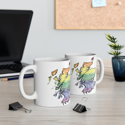 Scotland Map Pride Fingerprint Mug, White