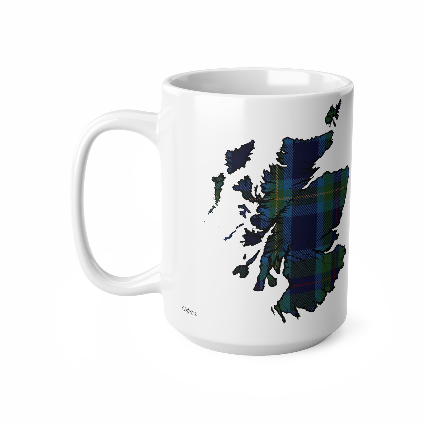 Miller Tartan Scotland Map Mug, Coffee Cup, Tea Cup, Scotland, White