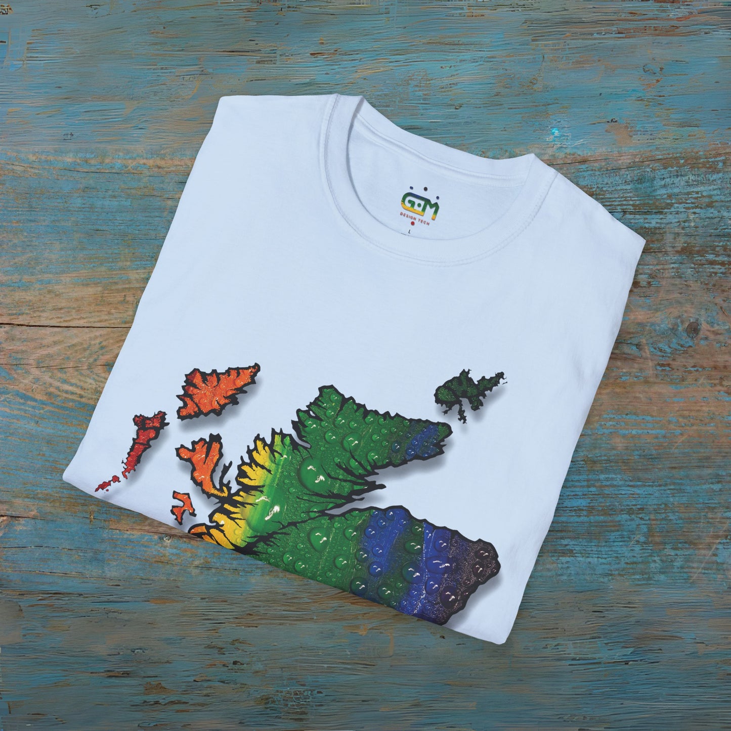 Pride Rain Scotland Map T-shirt unisexe, différentes couleurs