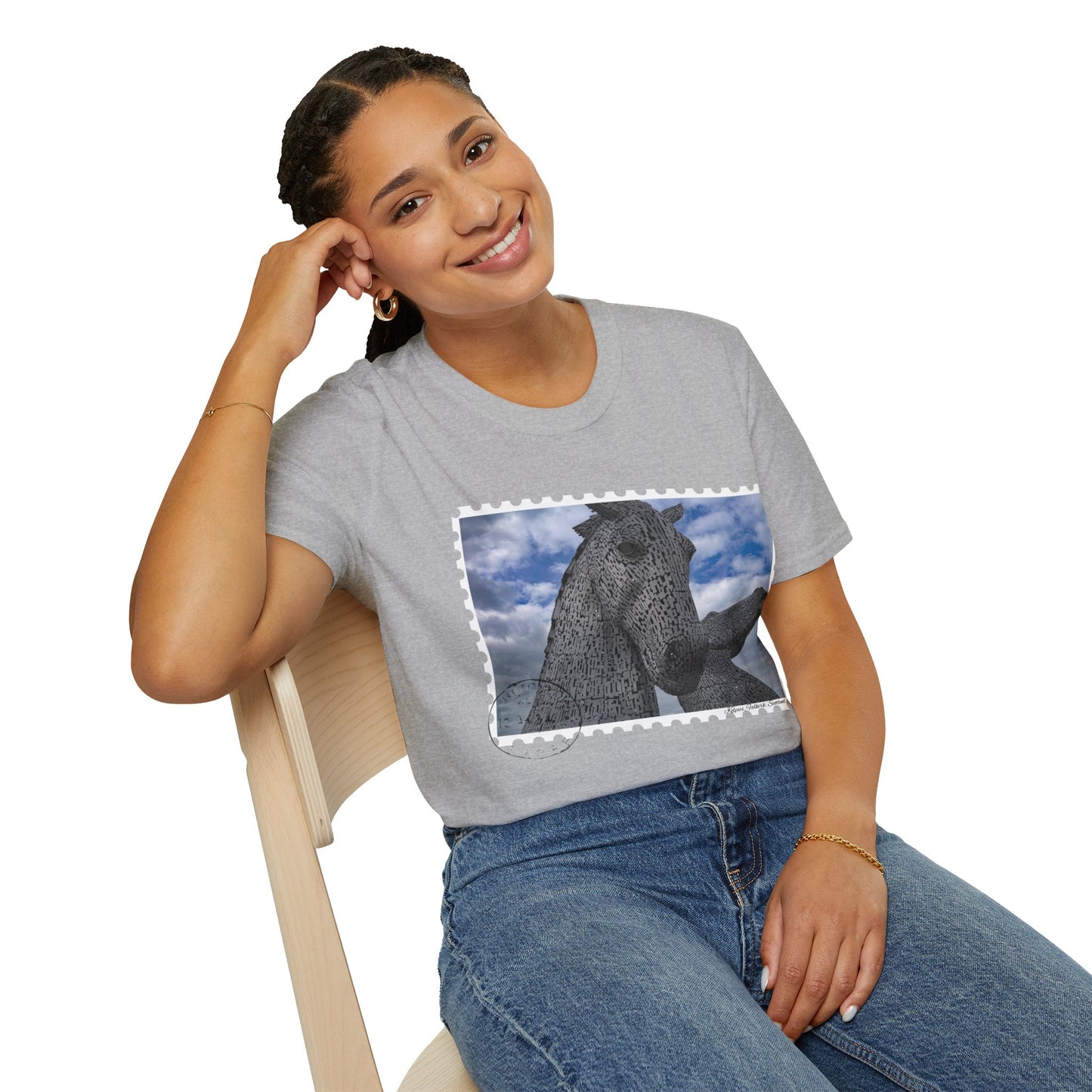 Postcard Kelpies Photo Softstyle T-Shirt, Unisex Tee, Scotland Shirt, Various Colours