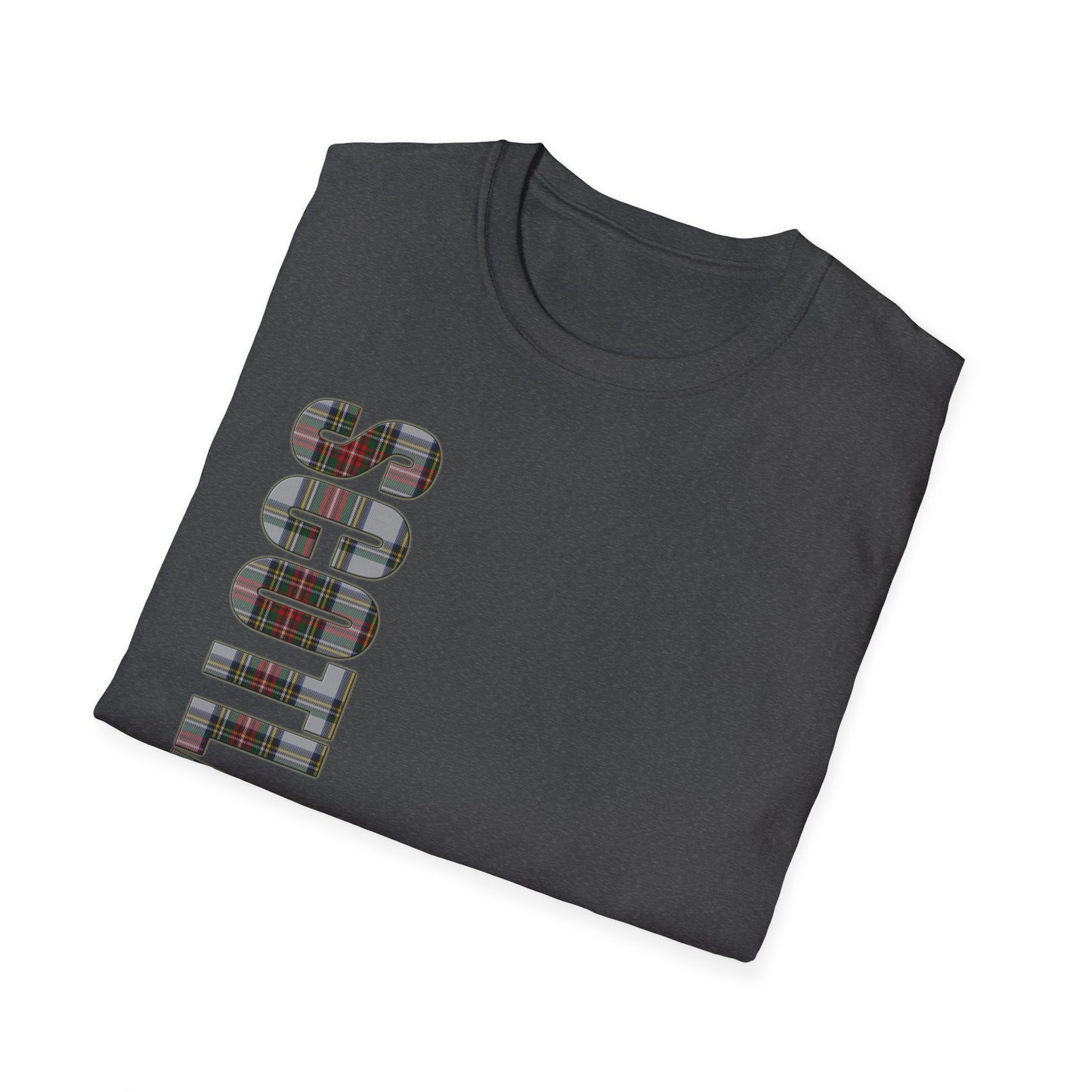 Tartan Scotland Lettering Softstyle Unisex T-Shirt, Stewart Dress Tartan Tee