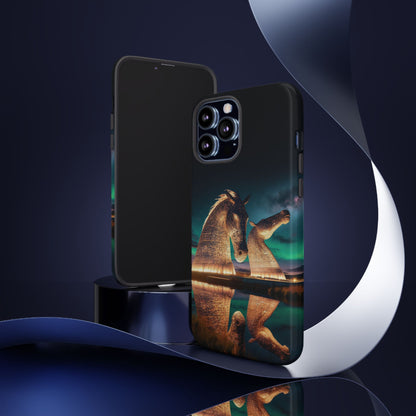 Kelpies Northern Lights Art Phone Case, Scotland, Apple