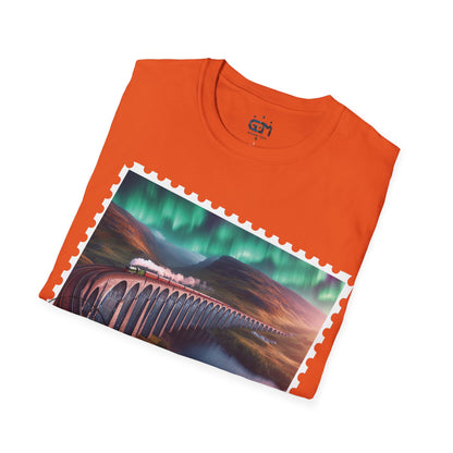 Postcard Glenfinnan Viaduct Art Softstyle T-Shirt, Unisex Tee, Scotland Shirt, Various Colours