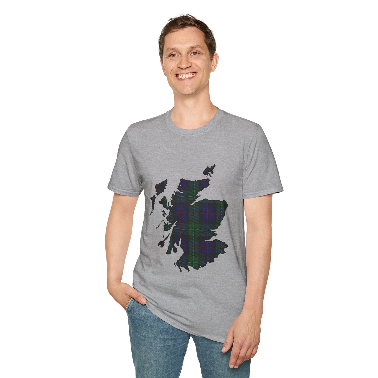 Scotland Tartan Map Softstyle Unisex T-Shirt - Argyle Tartan Tee