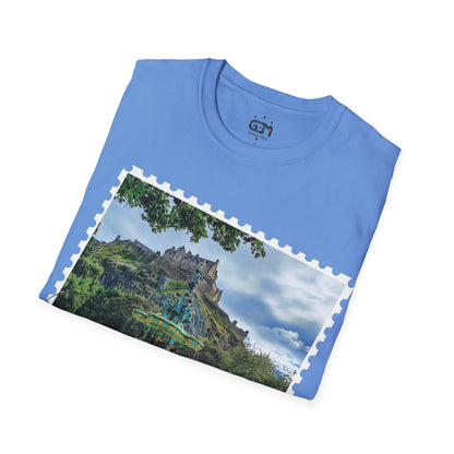 Postcard Ross Fountain & Edinburgh Castle Photo Softstyle T-Shirt, Unisex Tee, Scotland Shirt, Various Colours