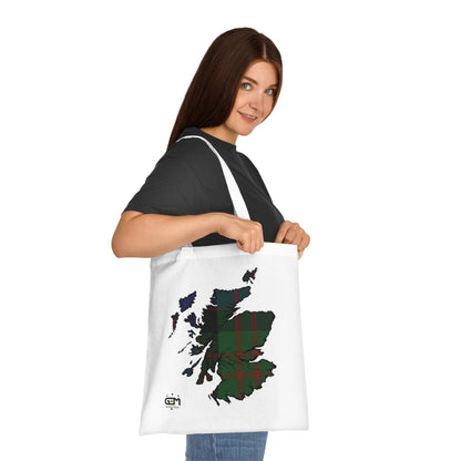 Reversible Scotland Tartan Map Cotton Tote Bag - MacDonald Tartan