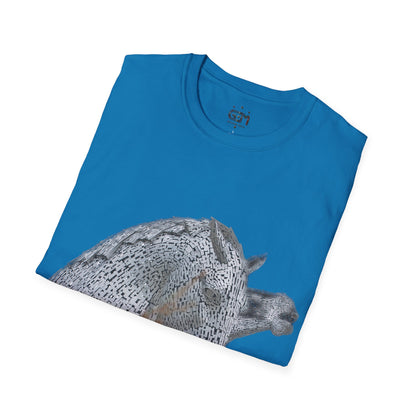 Kelpies with Meadow No Sky Photo Softstyle T-Shirt, Unisex Tee, Scottish Landmarks, Various Colours