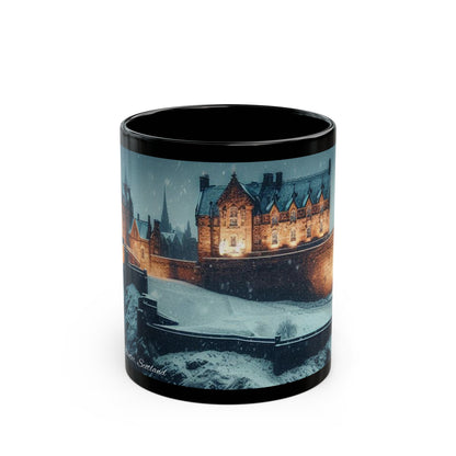 Edinburgh Castle in Winter Mug, Coffee Cup, Tea Cup, Scottish Art, Scottish Landmarks, Scottish Nature, Black