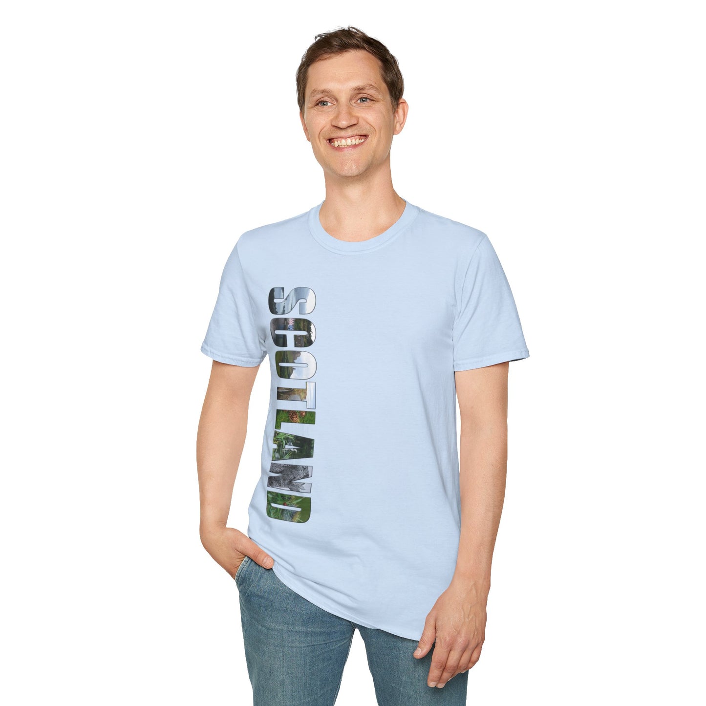 Scotland Photo Lettering Softstyle Unisex T-Shirt, Scottish Landmark Shirt