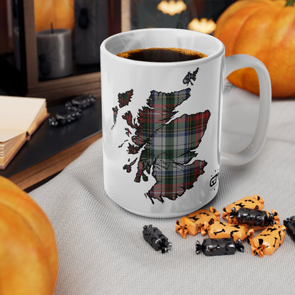 Stewart Tartan Scotland Map Mug, Coffee Cup, Tea Cup, Scotland, White