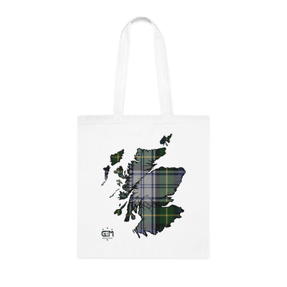 Reversible Scotland Tartan Map Cotton Tote Bag - Gordon Dress Tartan