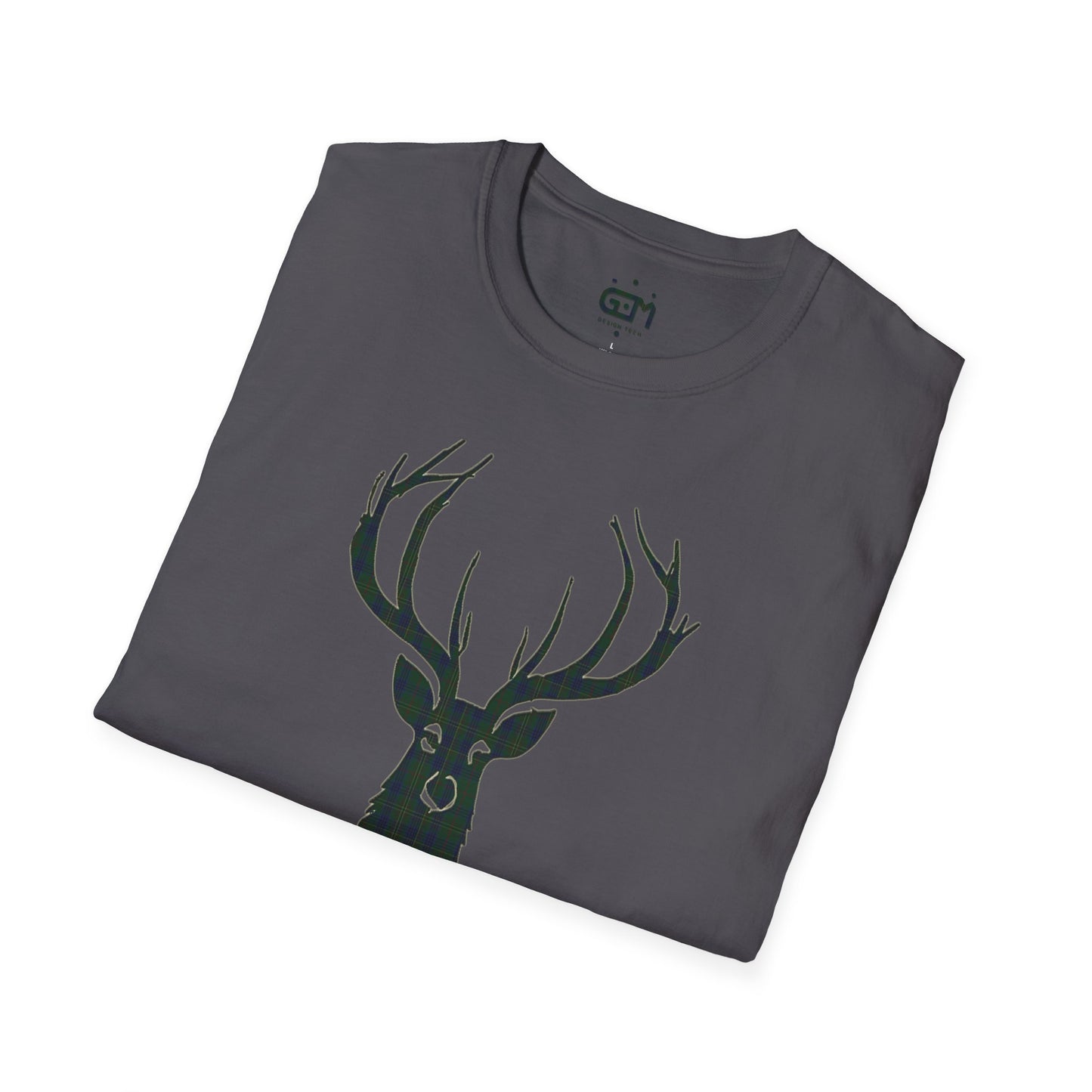 Tartan Stag Softstyle T-Shirt - Kennedy Tartan, Unisex Tee, Scottish Scenery, Various Colours