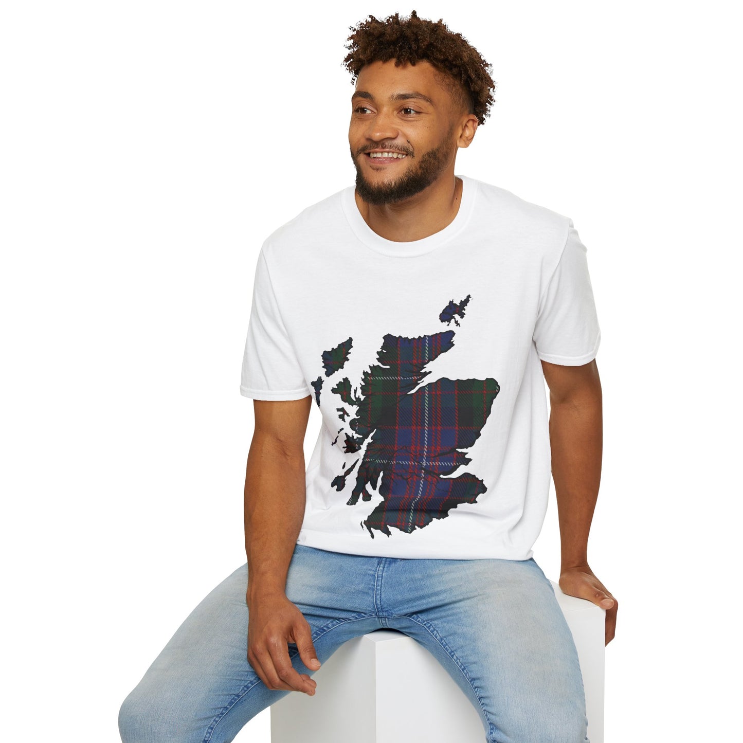 Scotland Tartan Map Softstyle Unisex T-Shirt, Rankin Tartan, Various Colours