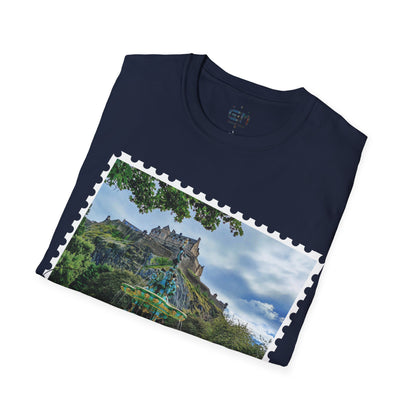 Postcard Ross Fountain & Edinburgh Castle Photo Softstyle T-Shirt, Unisex Tee, Scotland Shirt, Various Colours