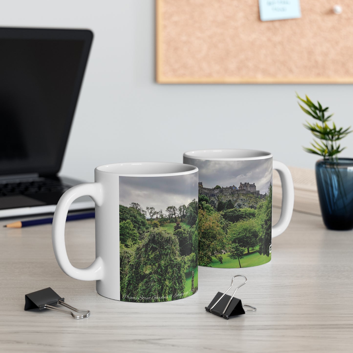 Princes Street Gardens & Edinburgh Castle Photo Mug, Coffee Cup, Tea Cup, Scotland, White