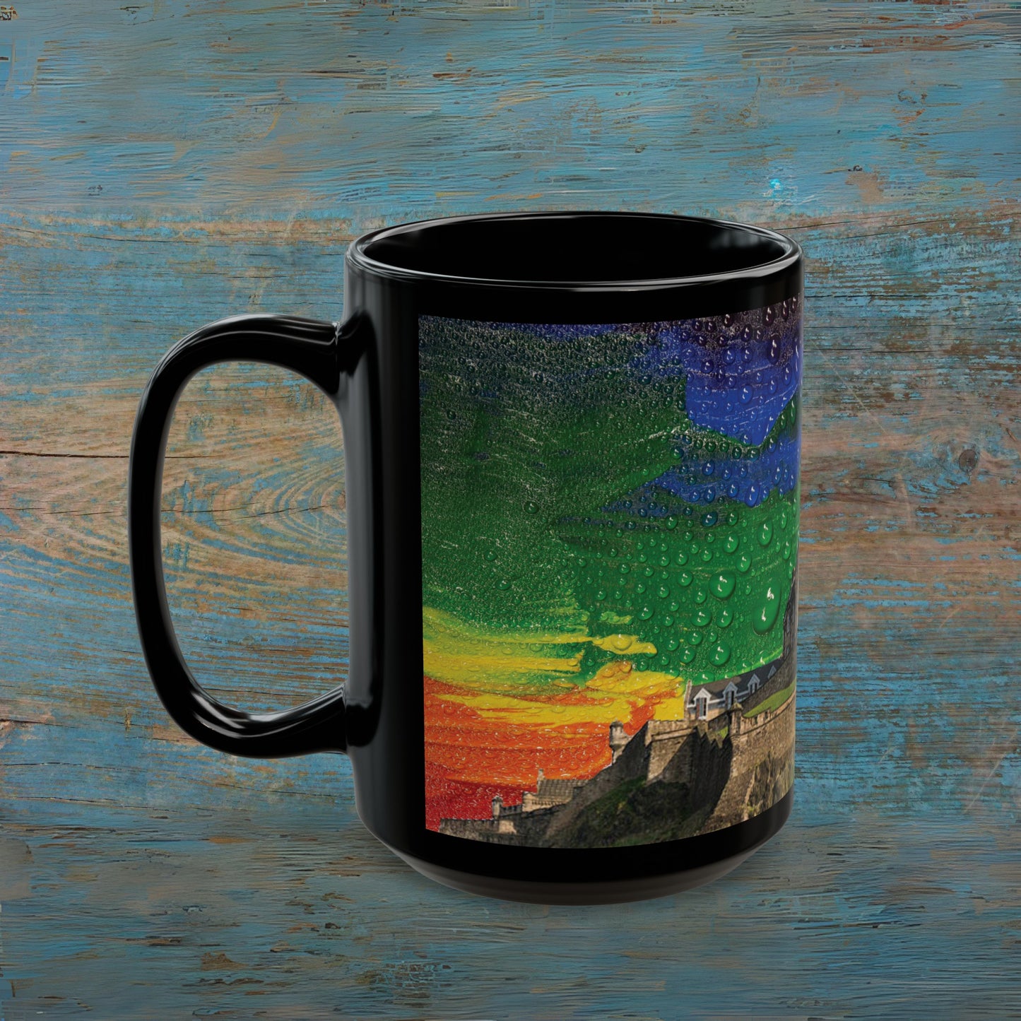 Edinburgh Castle Pride Rain Sky Photo Mug, Black