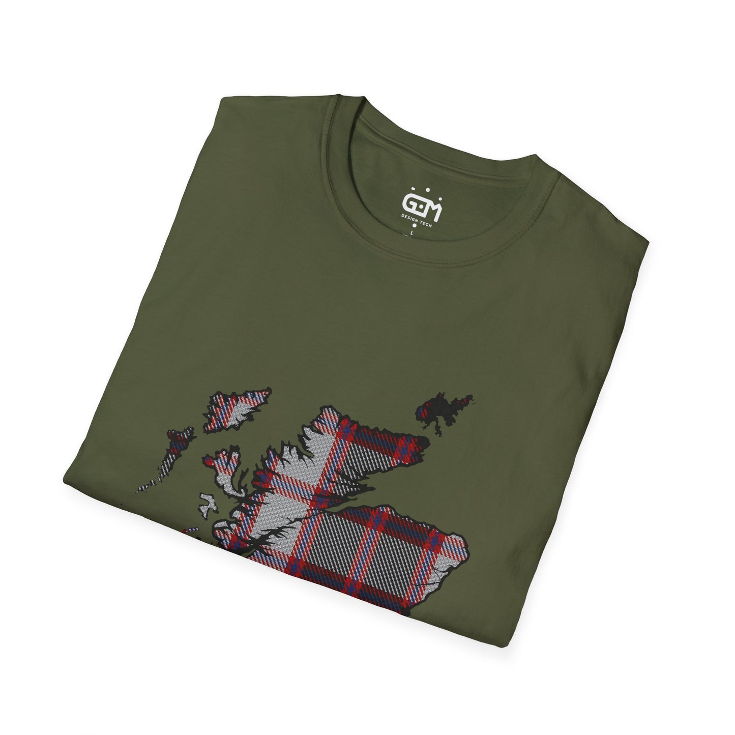 Scotland Tartan Map Softstyle Unisex T-Shirt - MacPherson Tartan Tee