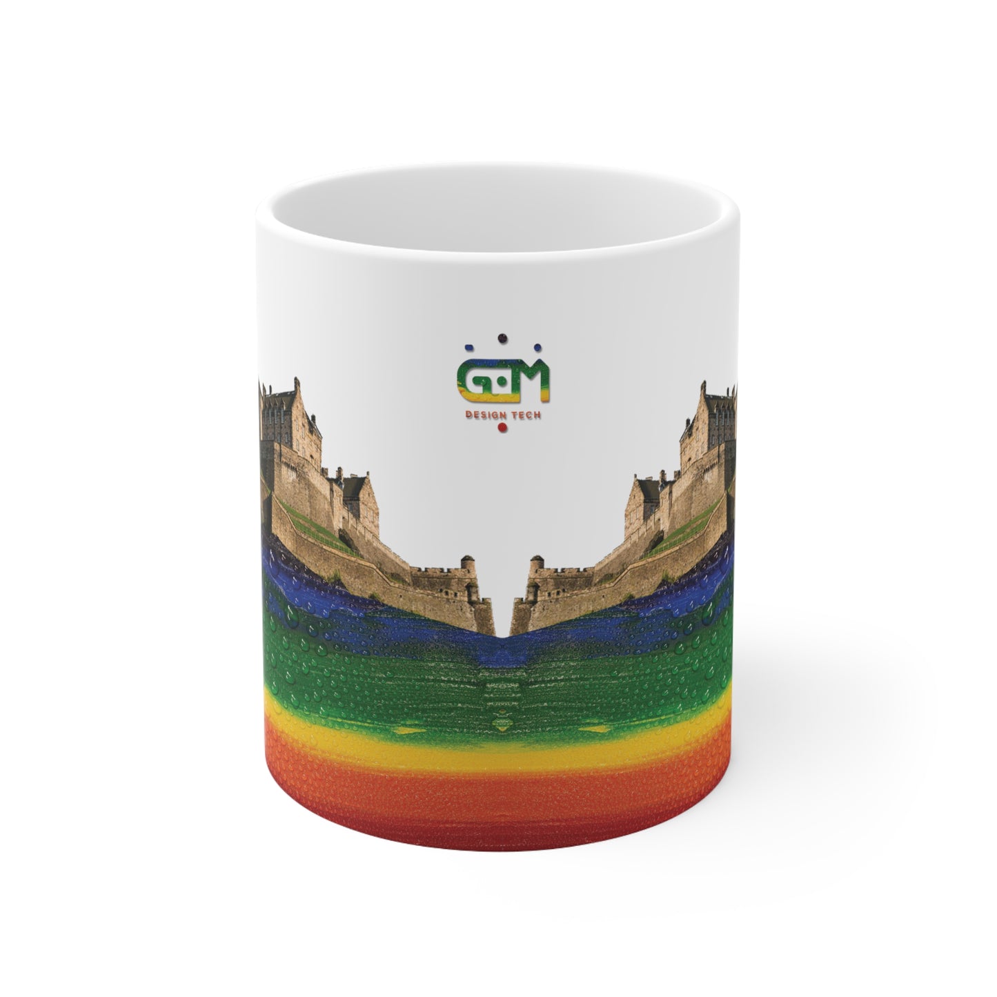 Pride Rain Rock Edinburgh Castle Photo Mug, White