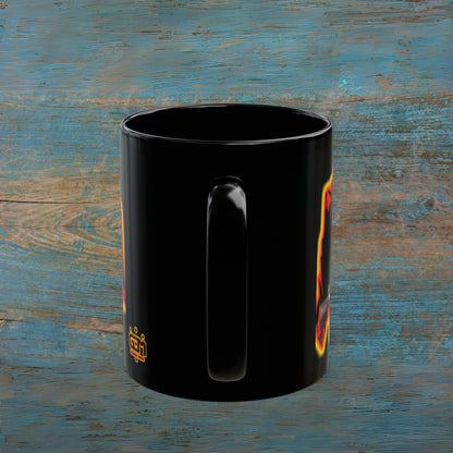 Edinburgh Castle Fire Effect Photo Mug, Black