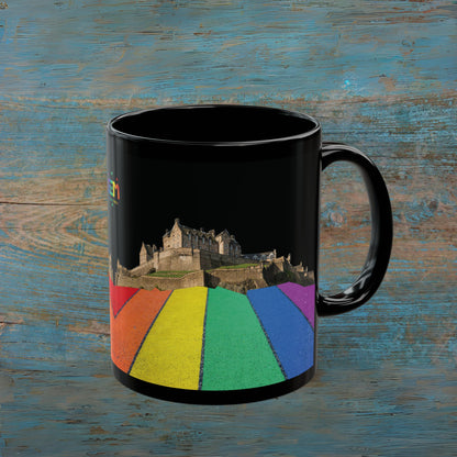 Pride Road Rock Edinburgh Castle Photo Mug, Black