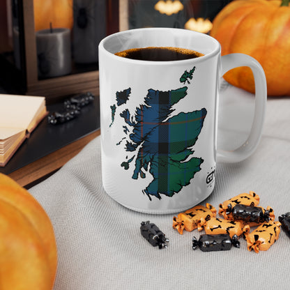 Flower of Scotland Tartan Scotland Map Mug, Coffee Cup, Tea Cup, Scotland, White