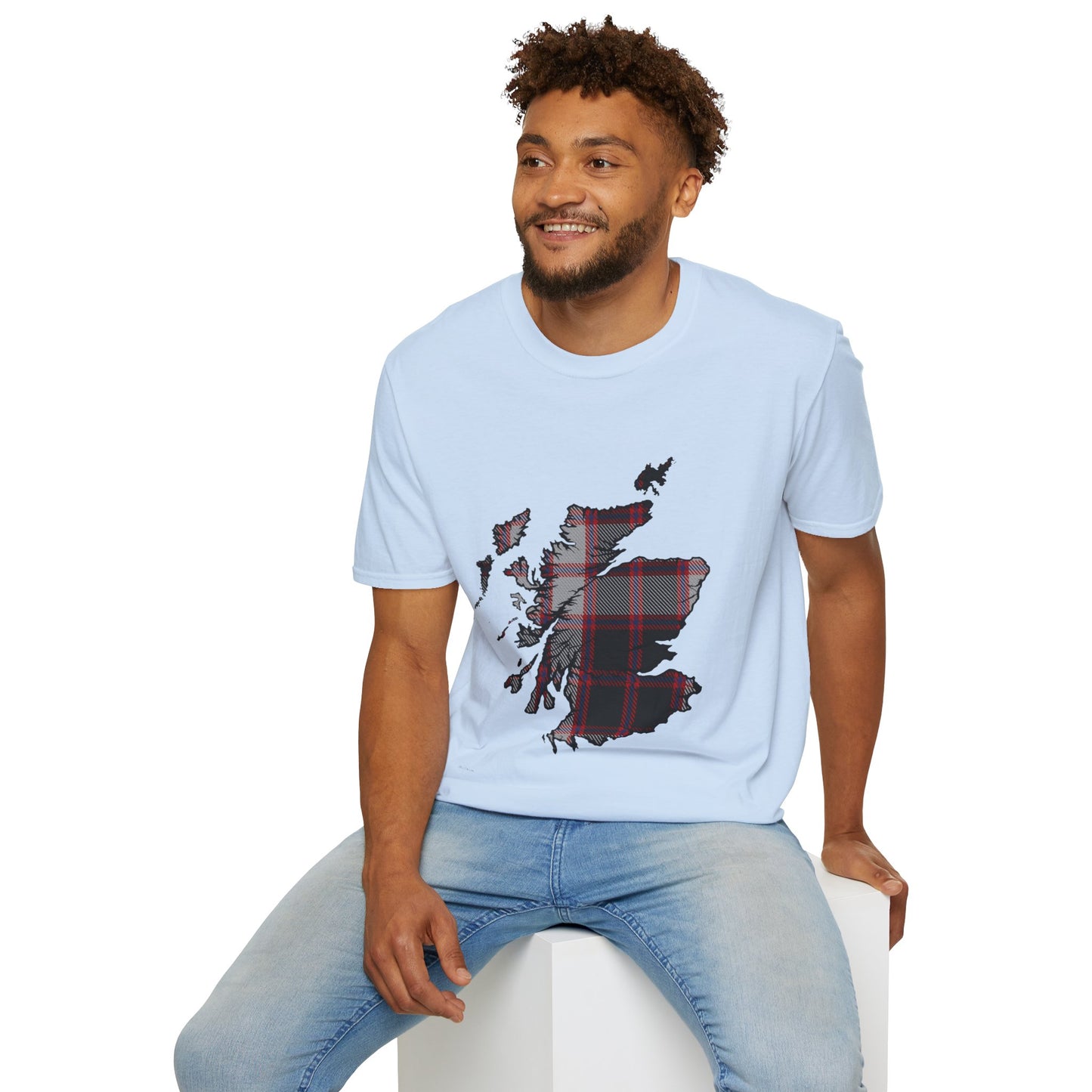 Scotland Tartan Map Softstyle Unisex T-Shirt - MacPherson Tartan Tee