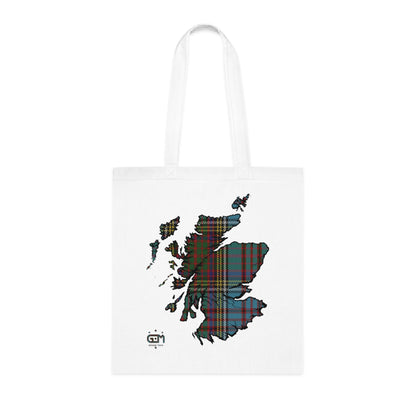 Reversible Scotland Tartan Map Cotton Tote Bag - Anderson Tartan