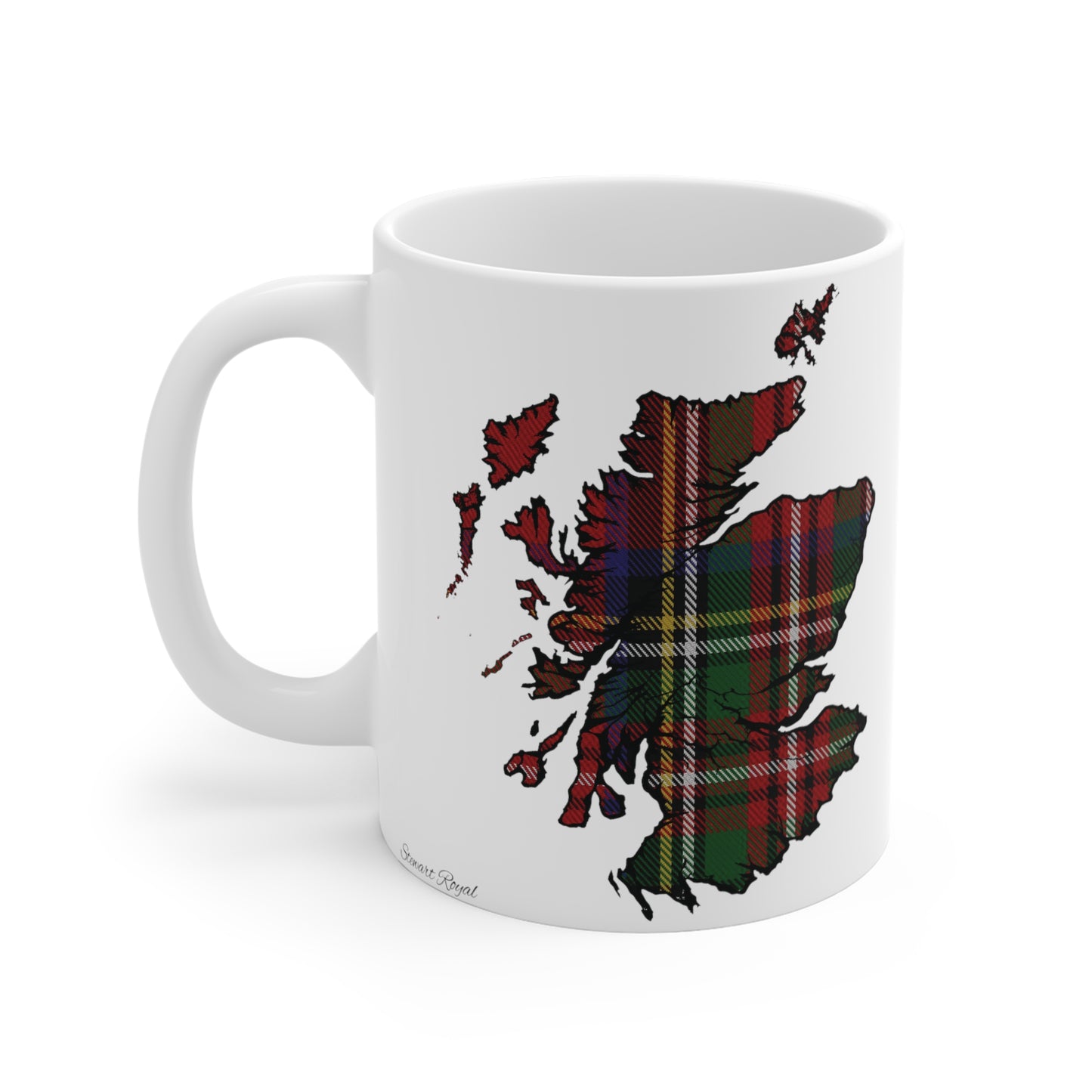 Scotland Map Mug 11oz, Stewart Royal Tartan