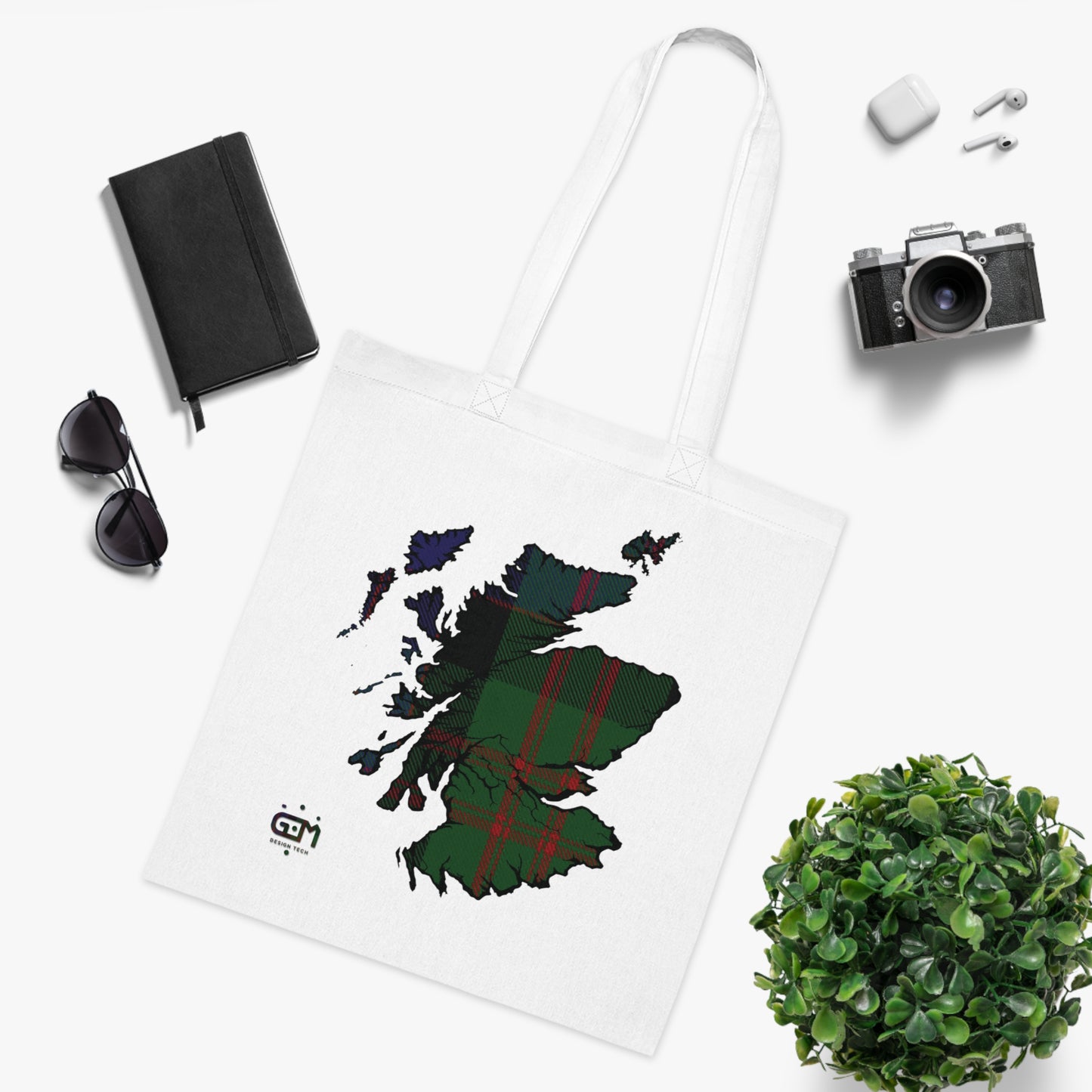 Reversible Scotland Tartan Map Cotton Tote Bag - MacDonald Tartan