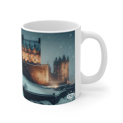 Edinburgh Castle in Winter Mug, Coffee Cup, Tea Cup, Scottish Art, Scottish Landmarks, Scottish Nature, White