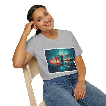 Postcard Forth Rail Bridge Art Softstyle T-Shirt, Unisex Tee, Scotland Shirt, Various Colours