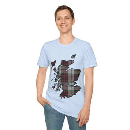 Scotland Tartan Map Softstyle Unisex T-Shirt, Fraser Dress Tartan, Various Colours