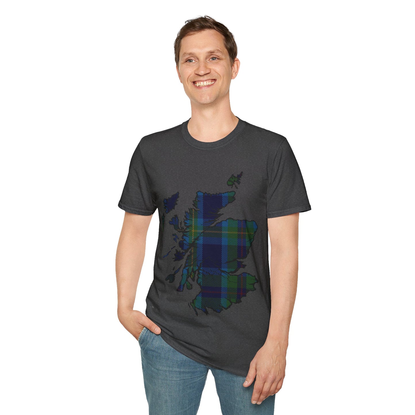 Scotland Tartan Map Softstyle Unisex T-Shirt, Miller Tartan, Various Colours