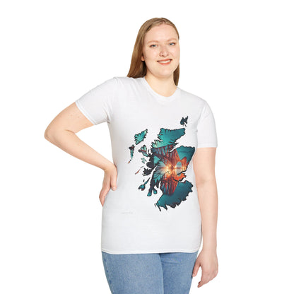 Forth Rail Bridge Scotland Map Softstyle T-Shirt, Unisex Tee, Scotland Shirt, Scottish Landmark, Nature, Scenery, Various Colours