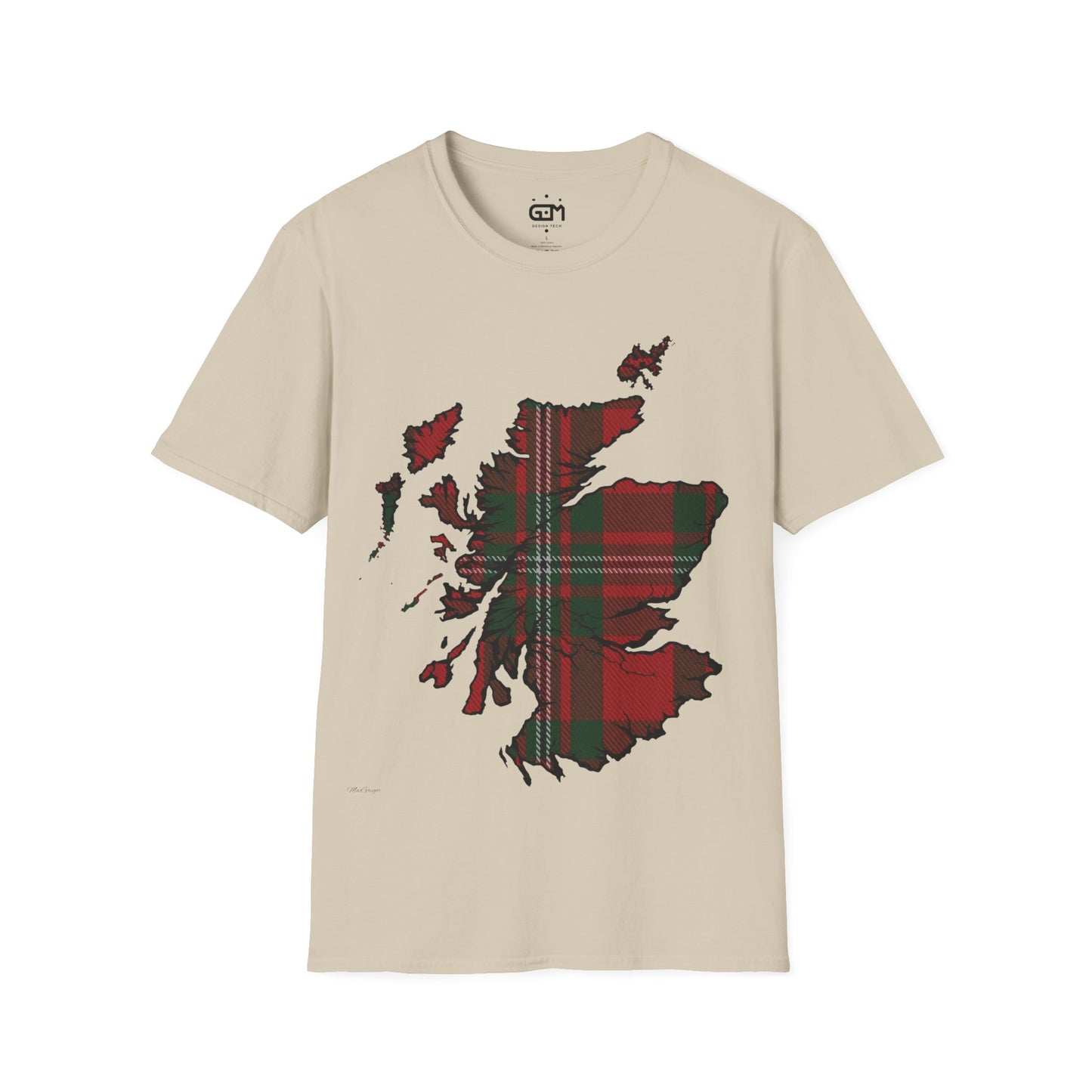 Scotland Tartan Map Softstyle Unisex T-Shirt, MacGregor Tartan, Various Colours