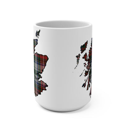 Scotland Map Mug 15oz, Stewart Tartan