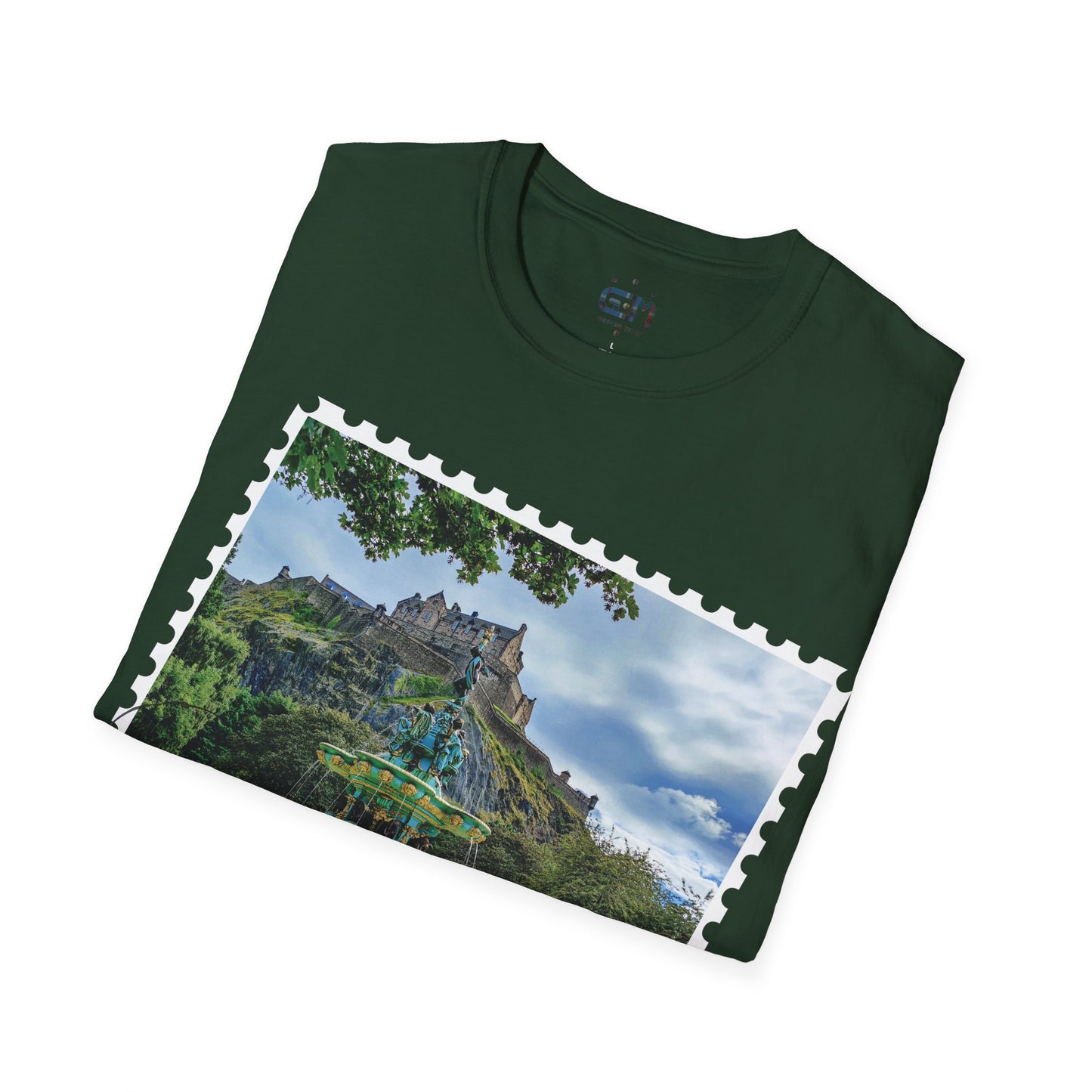 Postcard Ross Fountain & Edinburgh Castle Photo Softstyle T-Shirt, Unisex Tee, Scotland Shirt, Various Colours