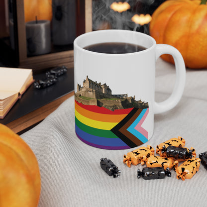 Pride Progress Rock Edinburgh Castle Photo Mug, White