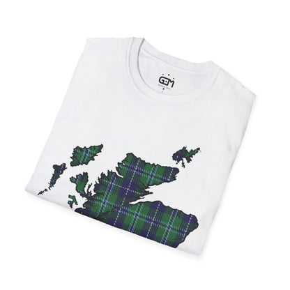 Scotland Tartan Map Softstyle Unisex T-Shirt, Douglas Tartan, Various Colours